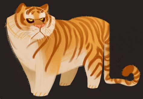 089 Golden Tiger Cat Drawing Animal Illustration Character Design