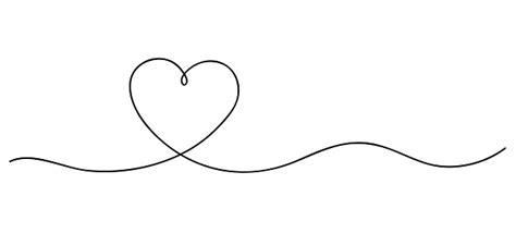 Heart Continuous Line Art Drawing Hand Drawn Doodle Vector Illustration