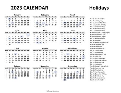 Free Printable Year At A Glance Calendar 2022 And 2023 At A Glance