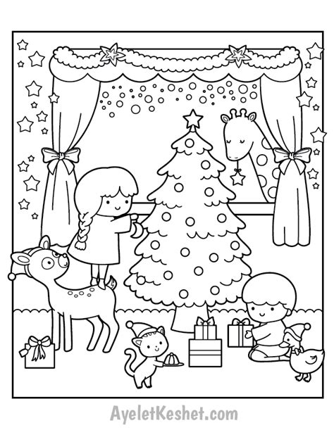 Christmas wreath with decorative items. Free Printable Christmas Coloring Pages for kids - Ayelet ...
