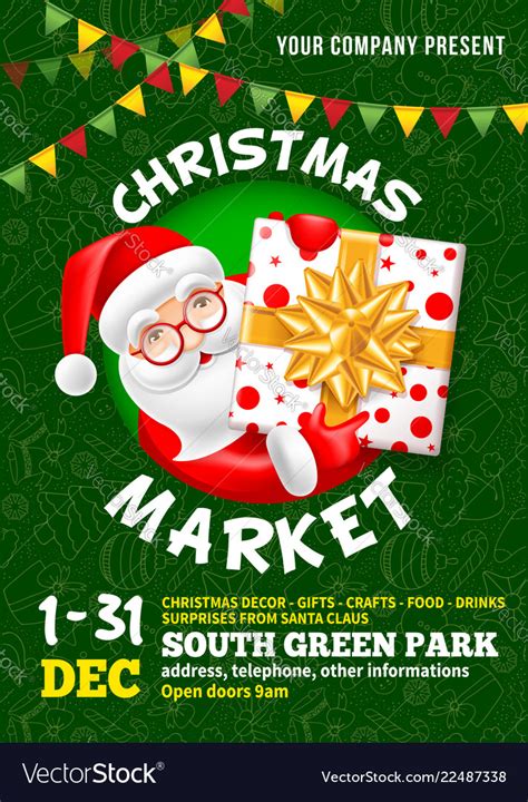 Christmas Market Poster Template Royalty Free Vector Image