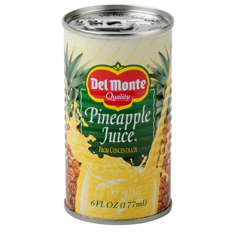 Del Monte 6 Oz Canned Pineapple Juice 48case
