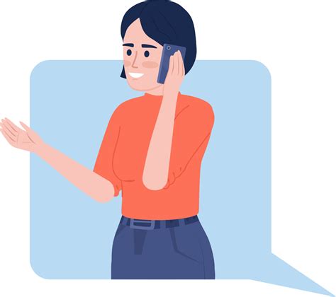 Woman Talking On Phone Flat Concept Vector Illustration Lady In Speech