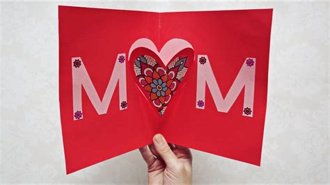 Easy Pop Up Card For Mothers Day Diy Mom Card Paper Crafts Maison Zizou Youtube