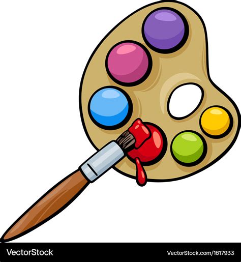 Brush And Palette Clip Art Cartoon Royalty Free Vector Image