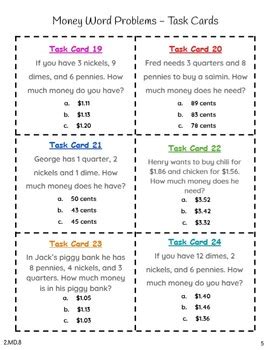 Check spelling or type a new query. 2nd Grade: Money Word Problems {2.MD.8} by The Busy Mind of a Teacher