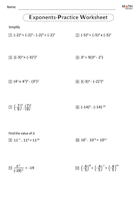 Exponents Worksheets Grade 7 Hot Sex Picture