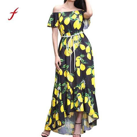 Feitong Women Dress Summer Multicolor Party Floral Print Sexy Off