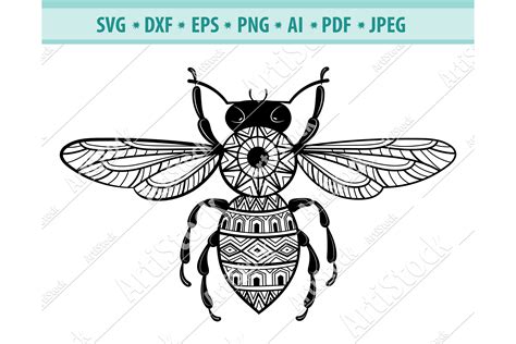 Bee Mandala Svg, Bee Mandala Svg, Zentangle Dxf, Png, Eps (454441