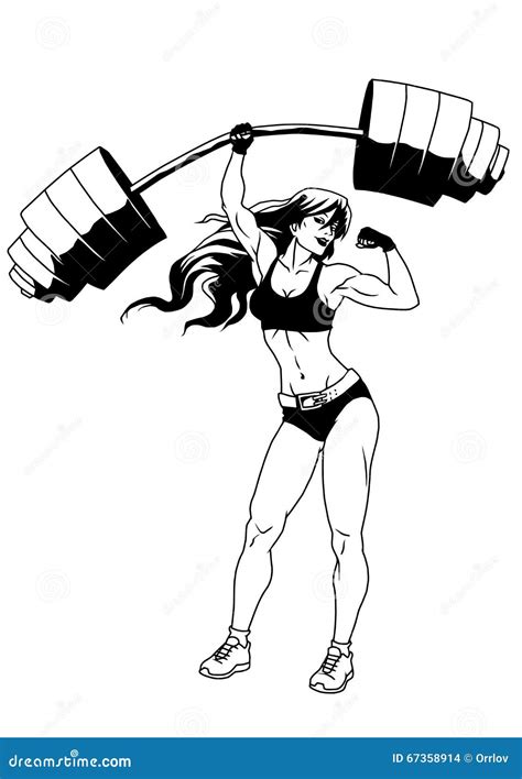 Fitness Girl With A Barbell Stock Vector Illustration Of Nutrition