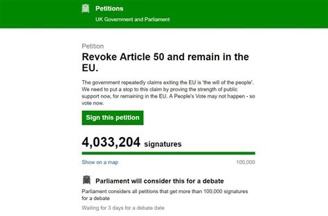 Revoke Article 50 Petition Calling For Brexit To Be Cancelled Nears