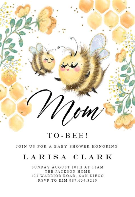Mom To Bee Baby Shower Invitation Template Greetings Island
