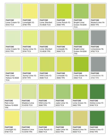 Green Pantone Color Chart
