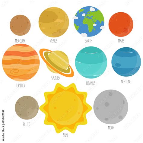 Cartoon Planets Of The Solar System In White Background Stock Vector