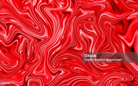 Abstract Red Liquid Marble Swirl Texture Background Or Wallpaper Stock