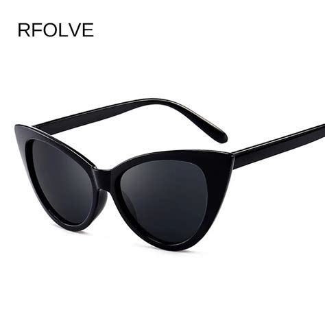 rfolve new fashion cat eye sunglasses women black white frame sunglasses women brand designer