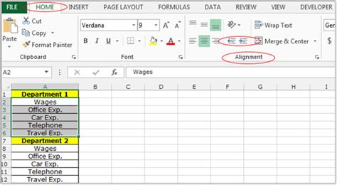 Cambio De La Sangría En Una Celda En Microsoft Excel 2010 Office Skill