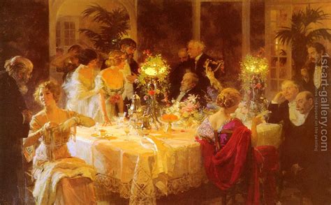 Rustic cabin fall outdoor dinner party. The Dinner Party Jules Grun Reproduction | 1st Art Gallery