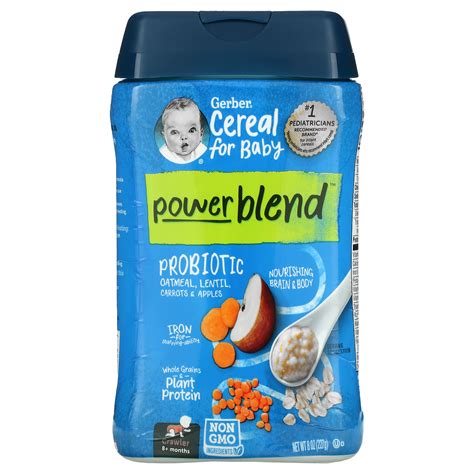 Gerber Powerblend Cereal For Baby Probiotic Oatmeal Lentil Carrots