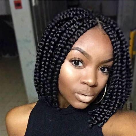 Mixing bright colours is not normally very appealing but knowing which colours work best for you can really help to decide what to wear on your hair. Short bob marley braids with shaved sides | Short box ...