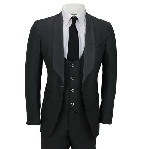 Mens 3 Piece Wedding Suit Shawl Lapel Slim Fit Dinner Jacket Waistcoat