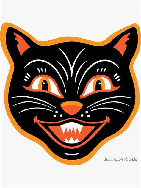 Halloween Vintage Black Cat Sticker For Sale By Jackrabbit Rituals