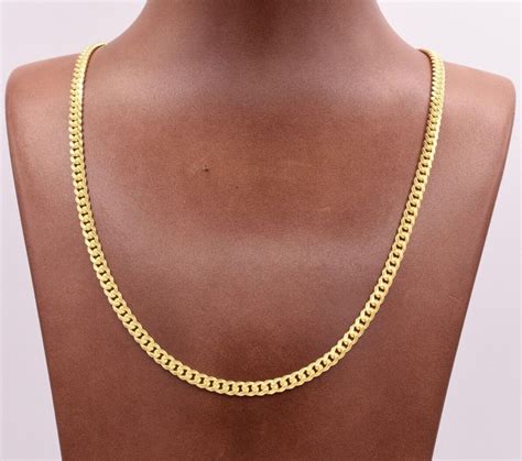 4mm miami cuban chain necklace solid 14k yellow gold clad silver 925 italy ebay