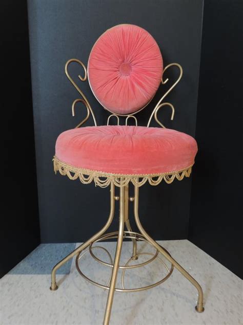 Enter text after adding this item to your cart. Pink Vanity Stool Swivel Stool Pink Stool Womens Make Up stool