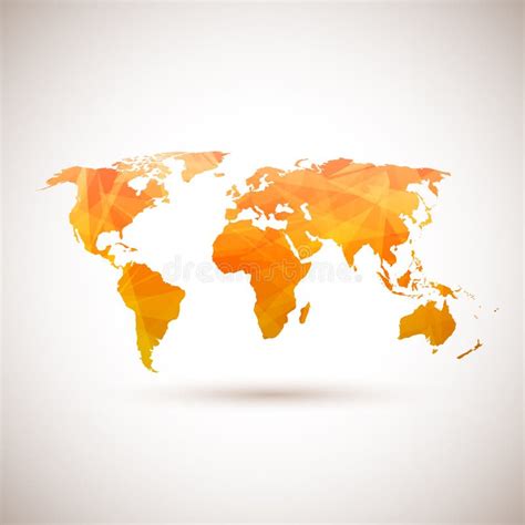 Low Poly Orange Vector World Map Stock Vector Illustration Of Graphic