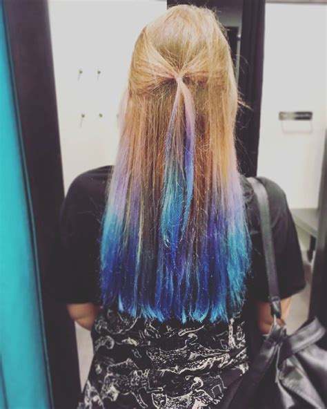 Smillivaniili Girl With Blonde Blue Purple Ombre Dip Dye Hair Pink