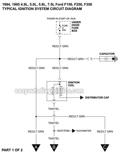 Part 1 Ford Ignition System Circuit Diagram 1994 1995 49l 50l And