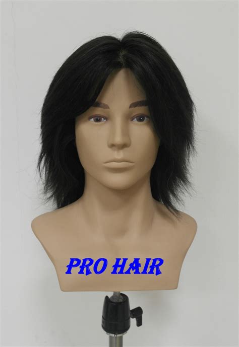 Worldskills Male Mannequin Heads 100 Human Hair Black Manikin For