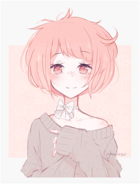 Cute Anime Girl With Short Hair Pastel Free Transparent