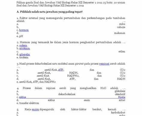 Kumpulan Soal Biologi Kelas 12 Dan Kunci Jawaban Pdf ...
