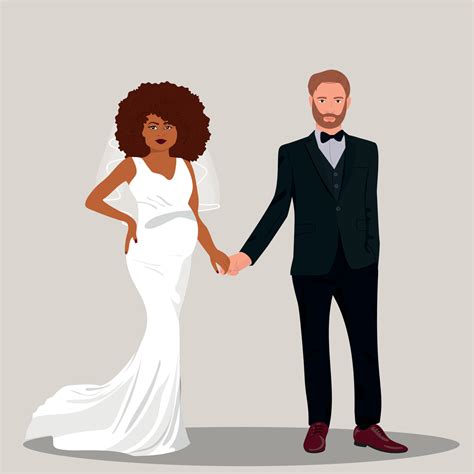 Interracial Wedding Couple 20709733 Vector Art At Vecteezy