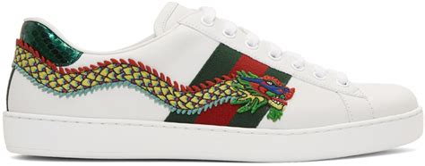 Gucci White Dragon Ace Sneakers Ssense Mensfashionsneakers