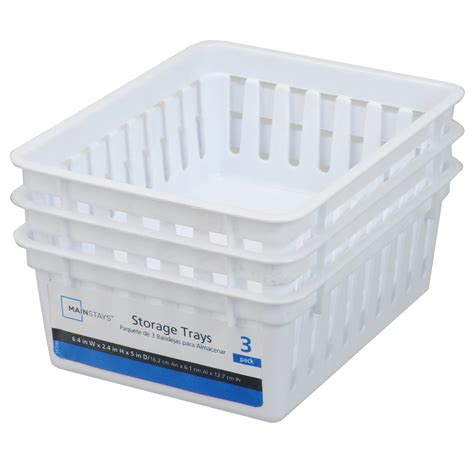 Mainstays Square Mini Plastic Storage Trays 3 Pack White 64 W X 2