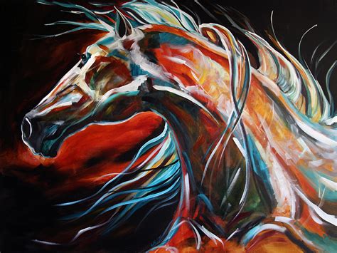 Horse Run Final Line Contemporary Horse Paintings Abstract Horse