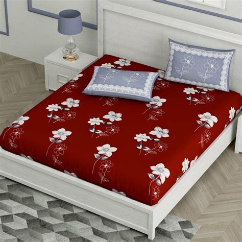 Maroon Base Floral Print Maroon Cotton Double Bed Sheet At Rs 800 Set In New Delhi