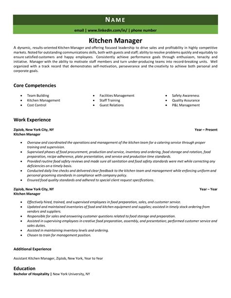 Kitchen Manager Resume Example And Guide Zipjob