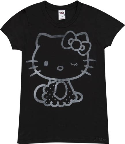 Mighty Fine Winking Hello Kitty Ladies Black T Shirt From Mighty Fine