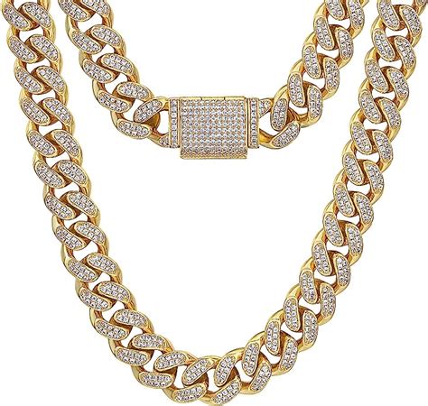 Krkcandco 12mm Iced Out Cuban Link Chain 18k Goldwhite Gold Plated