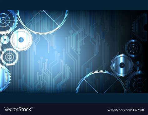 Abstract Technological Gears On Circuit Background