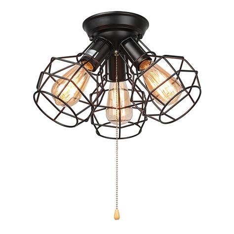 Lnc Wire Cage Ceiling Lights 3 Light Pull String Flush Mount Ceiling