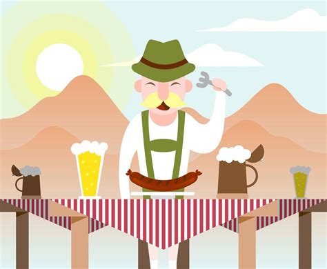 Bavarian Food Man Landscape Vector Vector Art And Graphics