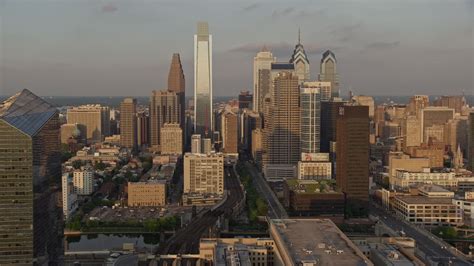 48k Aerial Stock Footage Video Of Downtown Philadelphia Skyscrapers