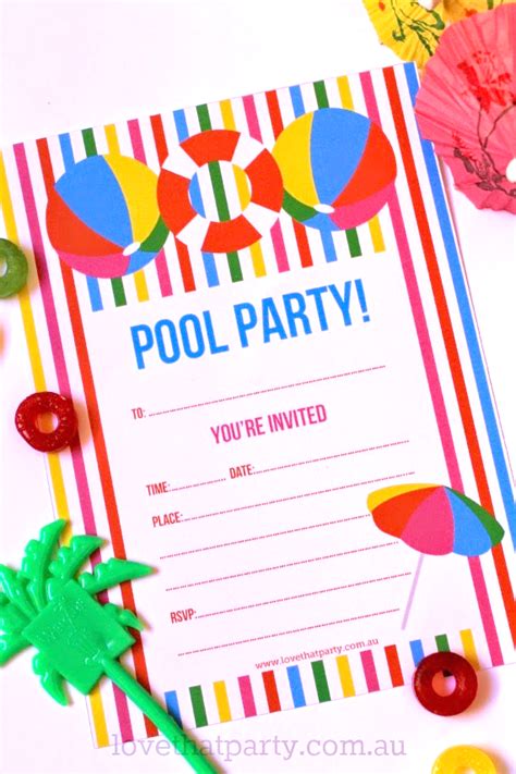 Free Printable Summer Pool Party Invitation The Girl Creative