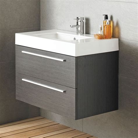 Lack of space is a huge problem in modern households. Vienna Wall Mounted Vanity Unit, 800mm Wide, Textured Grey ...