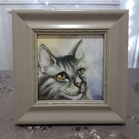 Original Art Acrylic Painting Cat And Mice Set Of 2 Framed Etsy Uk