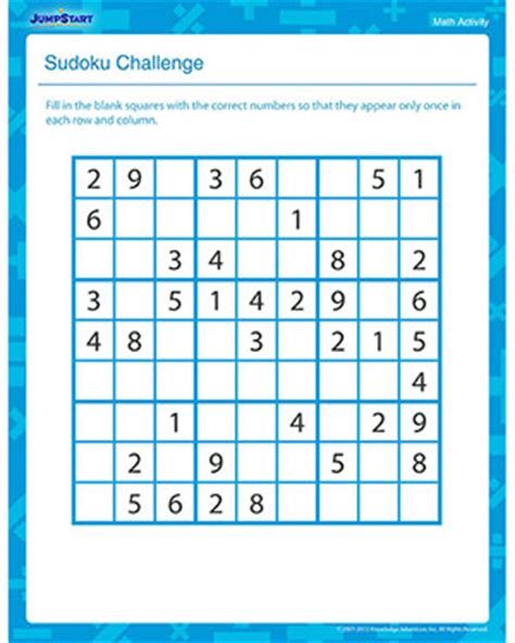 Sudoku Challenge – Fun Math Activity for 3rd Grade – JumpStart